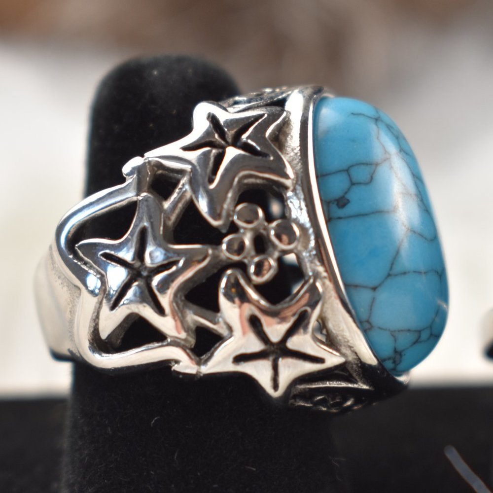 Blue Howlite Ring - Picture 2 of 4